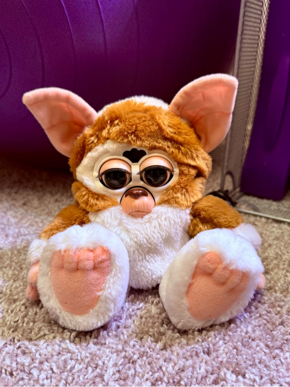 1999 Collectors Vintage Brown & White Plush GIZMO 😍 Furby Toy - Pink Accents! 💕